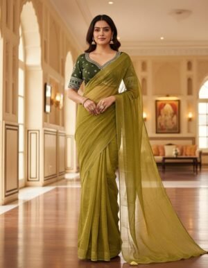 Space Silk Saree with Stitched Blouse